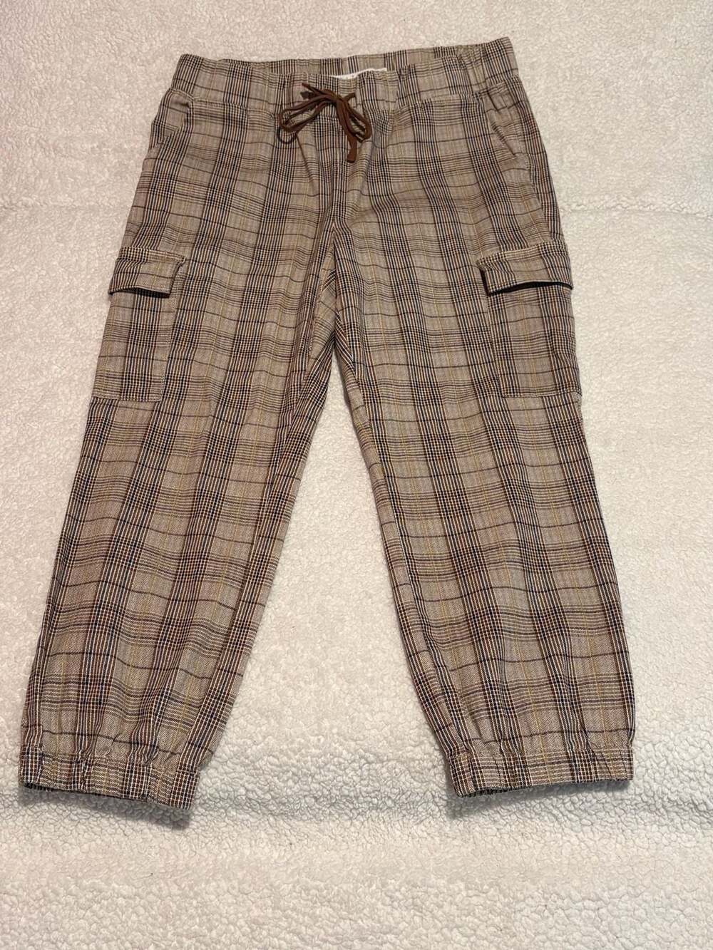 Plaid Cargo Jogger Pants Brown XL RSB027875B